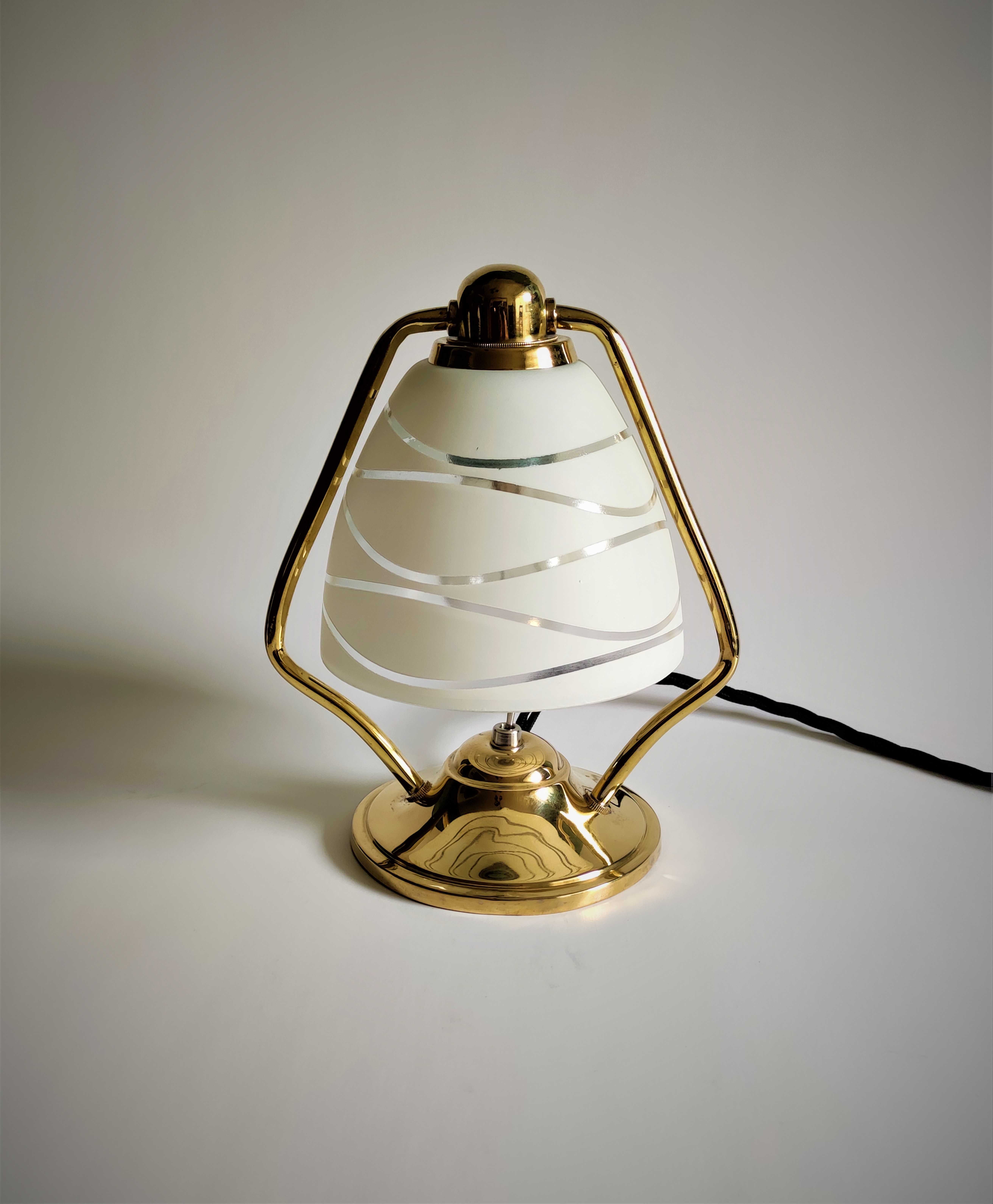 Lampka nocna mosiężna PRL retro vintage Art Deco