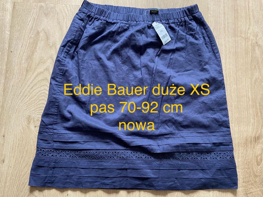 Eddie Bauer 34 niebieska granatowa wizytowa nowa z metką pas guma