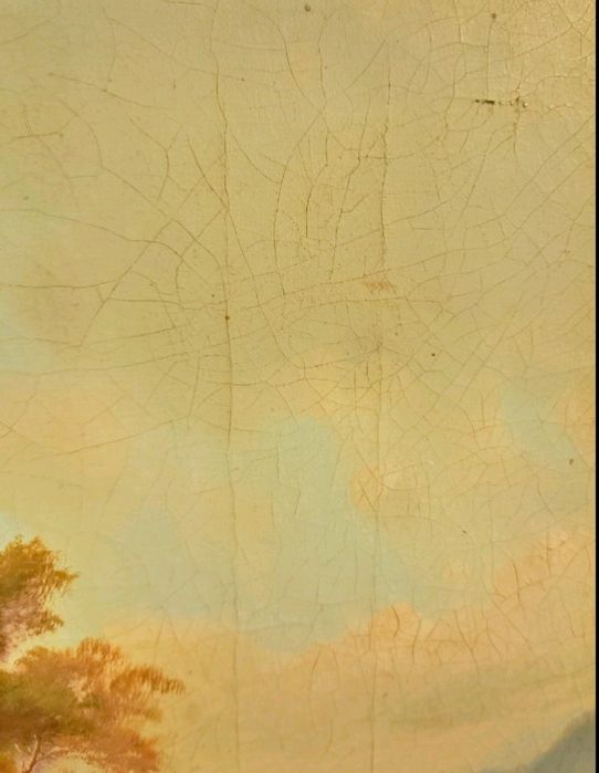 Антикварная картина маслом, на холсте  XIX век .