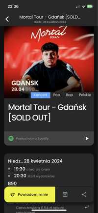 Bilet na koncert Mortal Tour Gdańsk