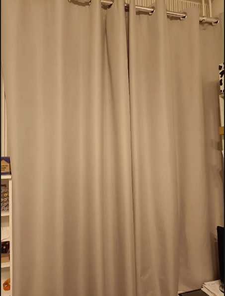 Par de Cortinados Blackout 100% À prova de Luz Grandes | Preto/Branco