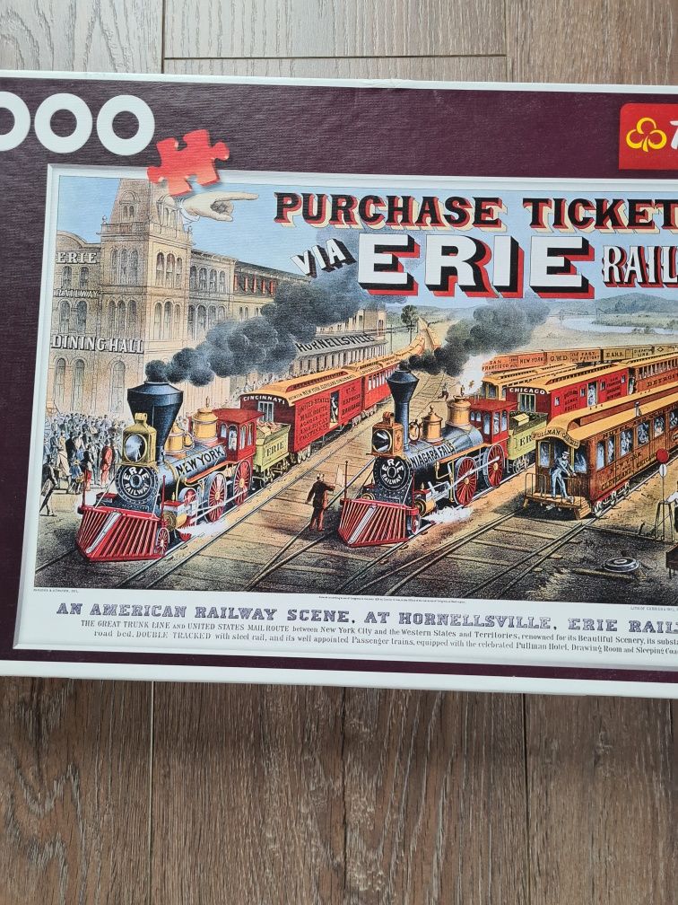 Puzzle Trefl 100 amerykańska kolej USA railway purchase ticket erie