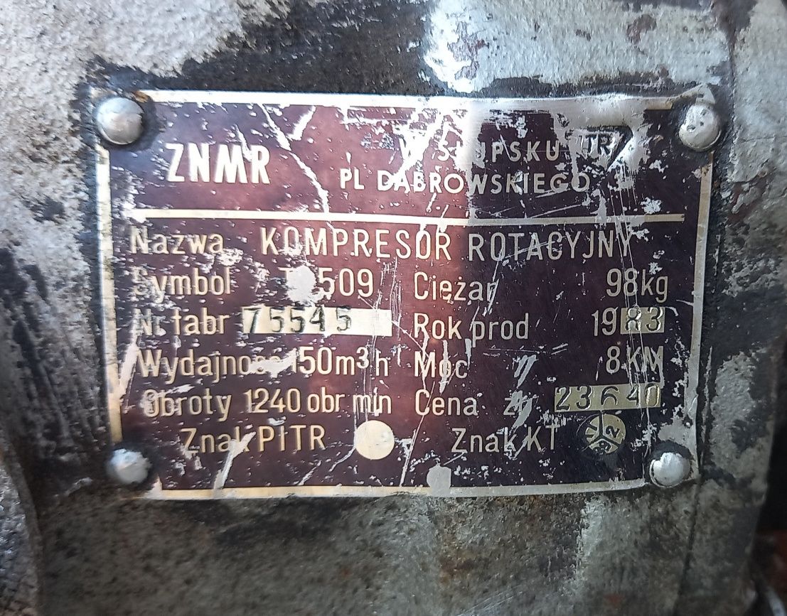 Kompresor rotacyjny t509 , asenizacyjny, pompa beczkowozu nie uzywany