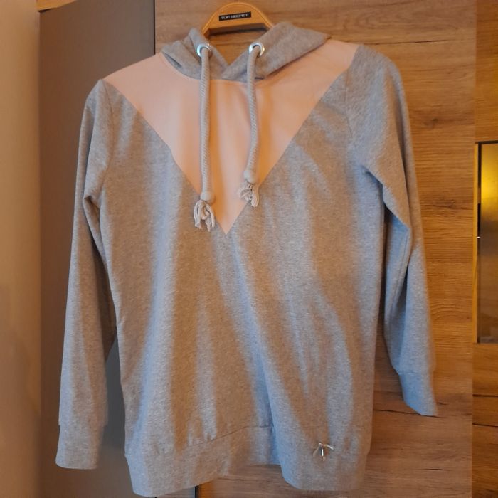 Szaro-lososiowa  bluza z kapturem