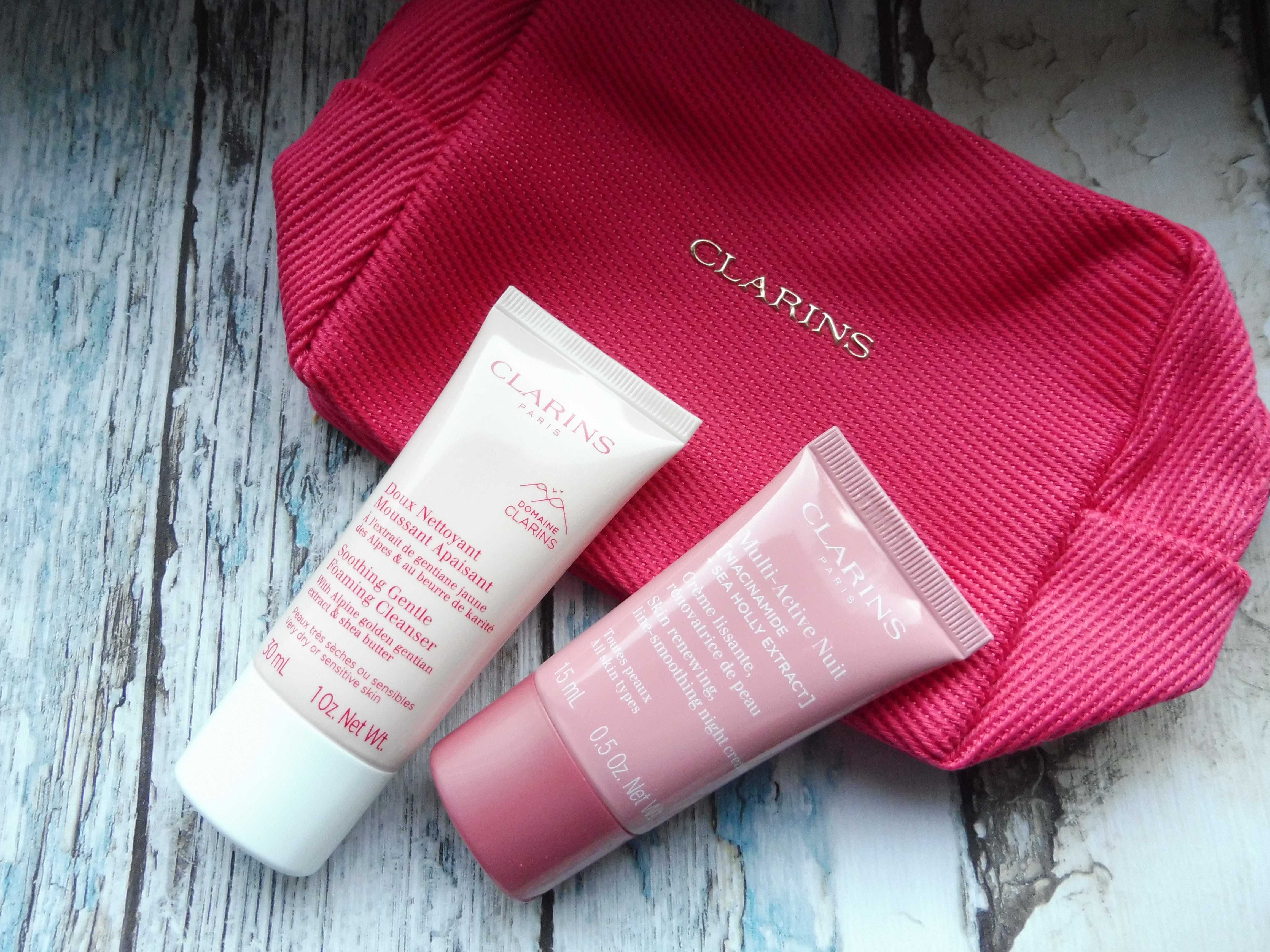 Clarins Multi-Active Nuit zestaw, krem, pianka , kosmetyczka