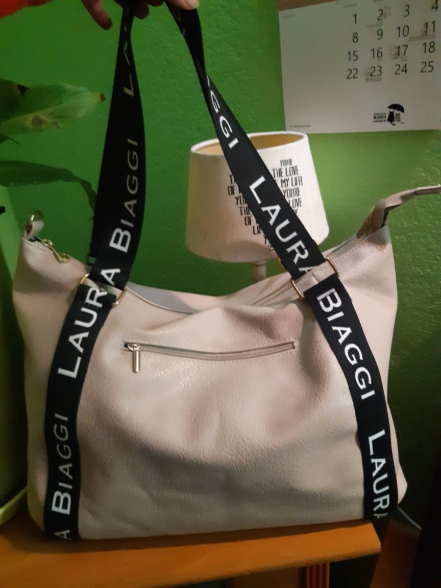 Laura Biaggi duża torebka beż
