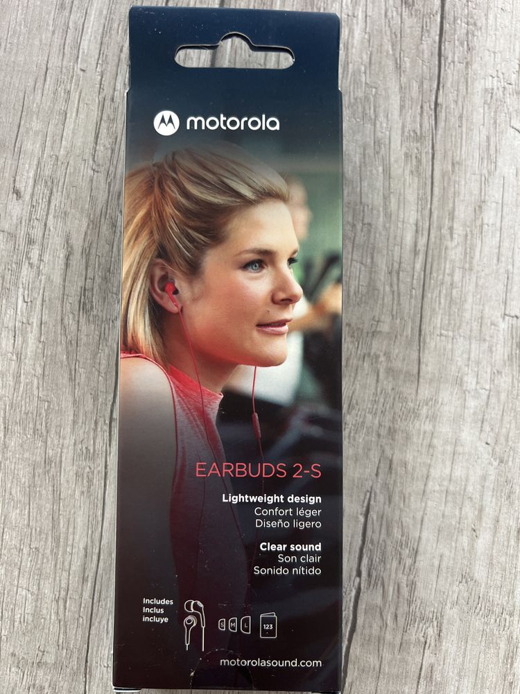 Słuchawki douszne z mikrofonem motorola czerwone Nowe