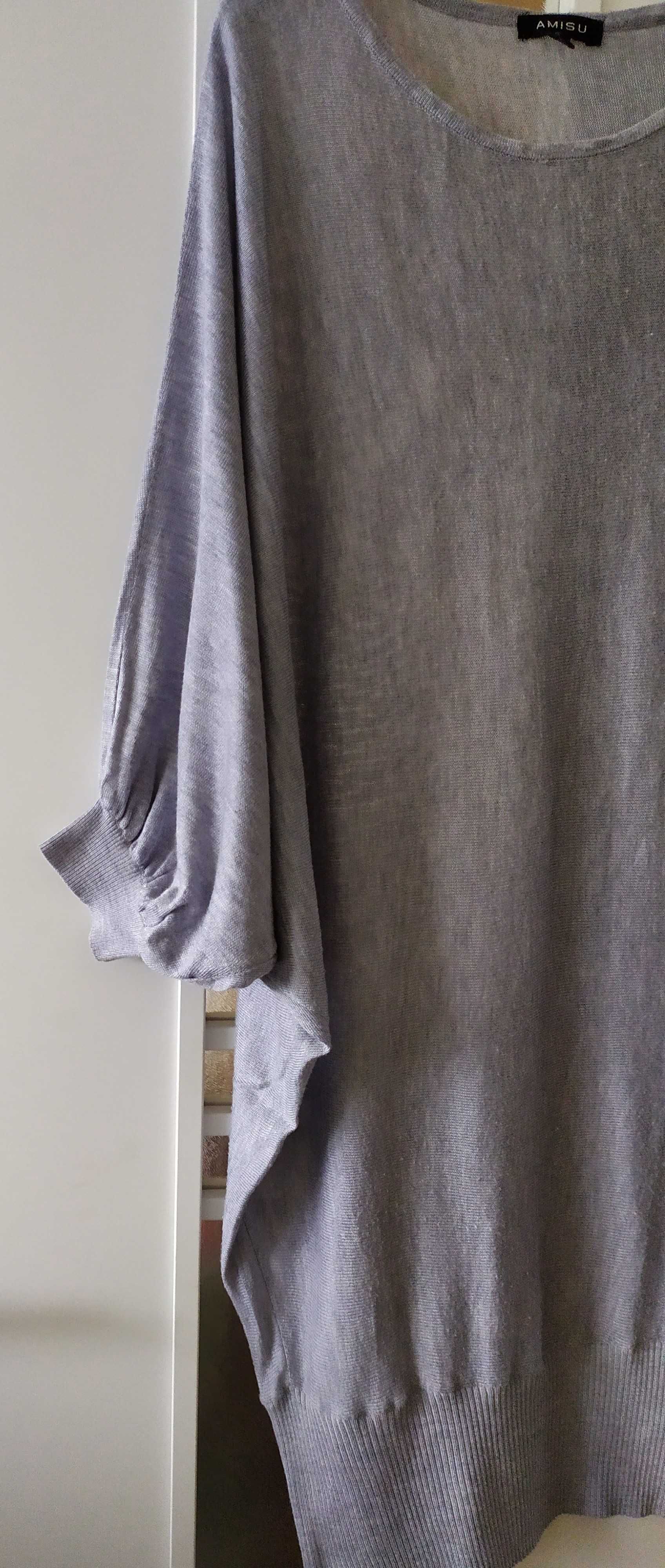 jasnoszara długa bluzka tunika z dzianiny marka Amisu rozmiar L
