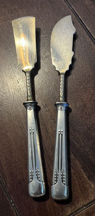 WMF - posrebrzany zestaw noży do pasztetu i sera - katalog - XIXw