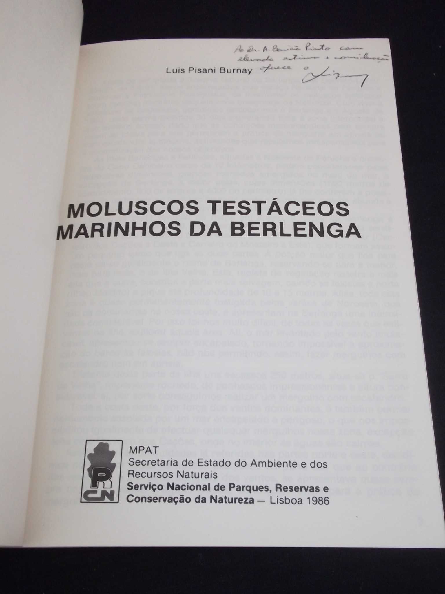 Livro Moluscos Testáceos Marinhos da Berlenga Burnay Autografado