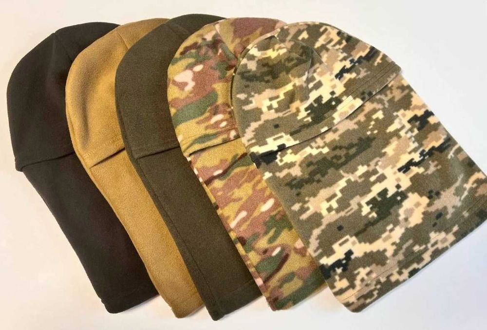 Комплект зимовий фліс шапка + баф ,  балаклава койот (пісочний)