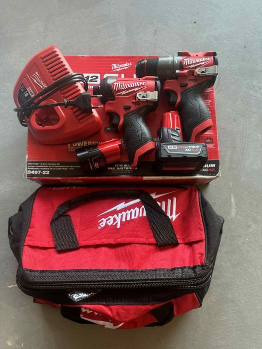 Zestaw Milwaukee M12 Wkrętarka Zakrętarka+ Bateria 4.0 i 2.0ah + torba