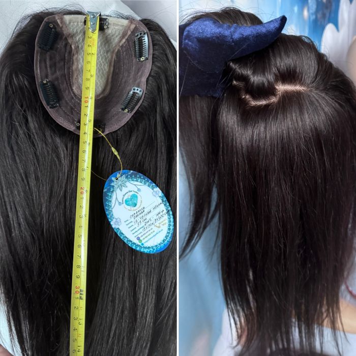 Натуральная накладка большая основа шёлк кожа славянка черные волосы