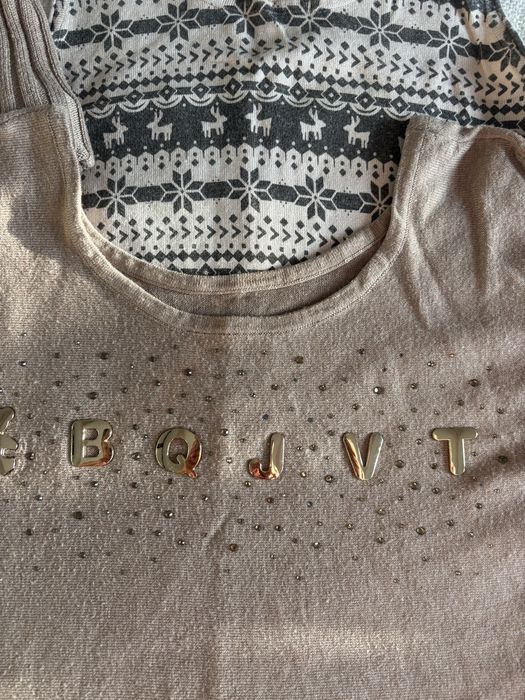 Bezowy set komplet 3rzeczy komin bokserka i swetrek