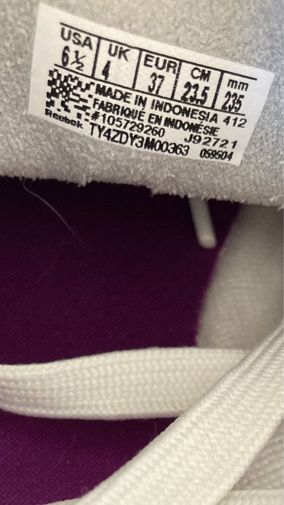 Tenisówki skórzane reebok rozm. 37