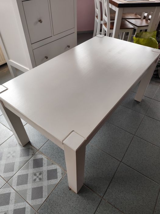Ława sosnowa w białym kolorze 120x60x58