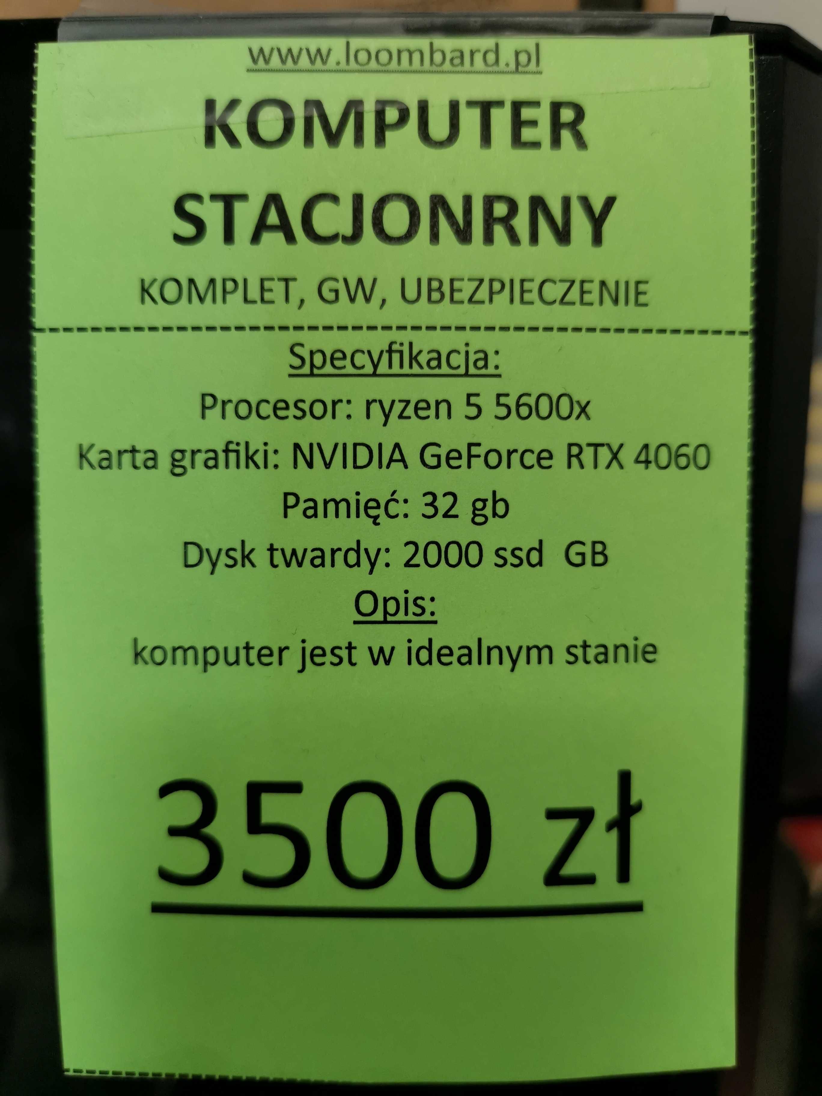 Komputer stacjonarny RTX4060 / RYZEN 5 / 32 GB RAM / 2000 SSD