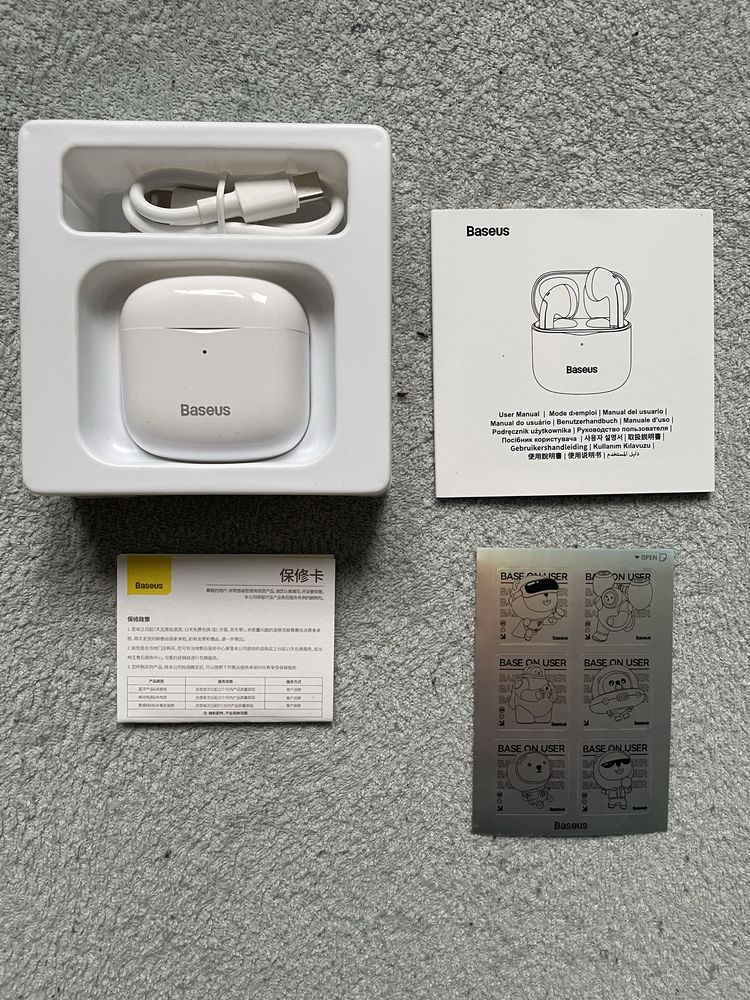 Nowe Słuchawki Bluetooth douszne BASEUS Bowie E3 Białe bezprzewodowe