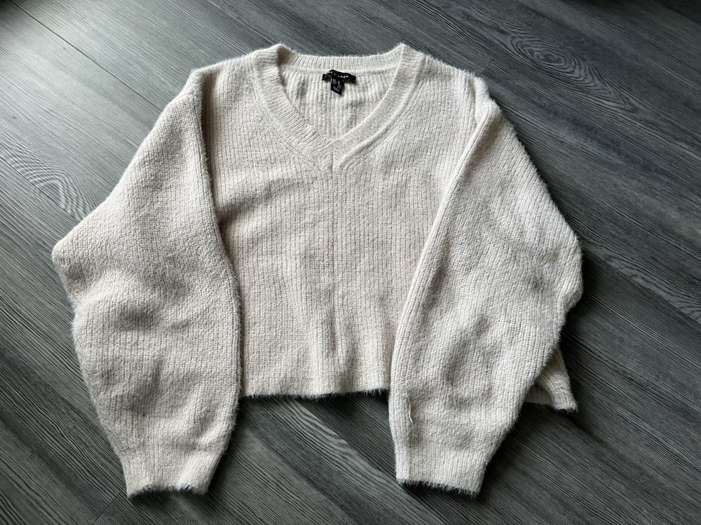 Różowy sweter new look pudrowy crop top S 36