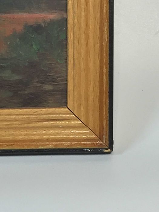 картина маслом на стекле "Дорога у дома" в рамке 33х24 редкая техника