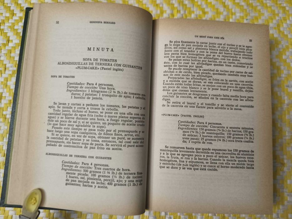 Un menú para cada día 
con recetas de cocina, 
de Genoveva Bernard