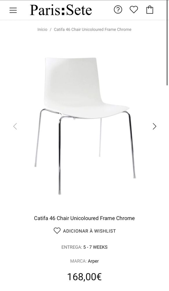 Conj. 4 cadeiras catifa arper