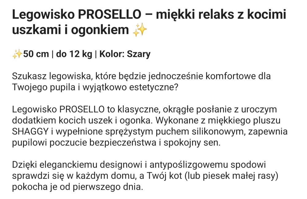 Pluszowe legowisko dla kota