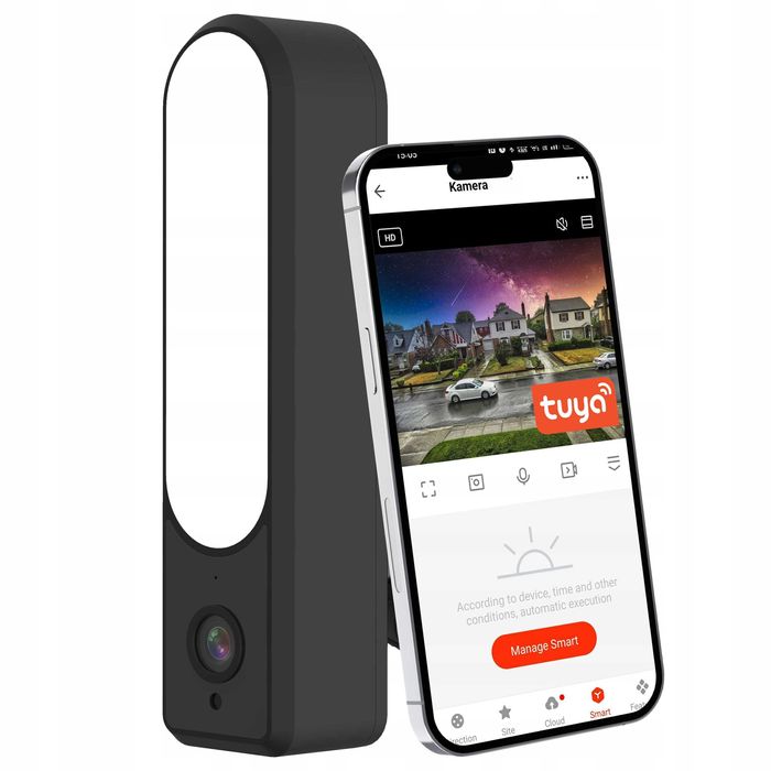 ZESTAW Kamera szpiegowska detekcja ruchu z lampą LED kamerka wifi TUYA