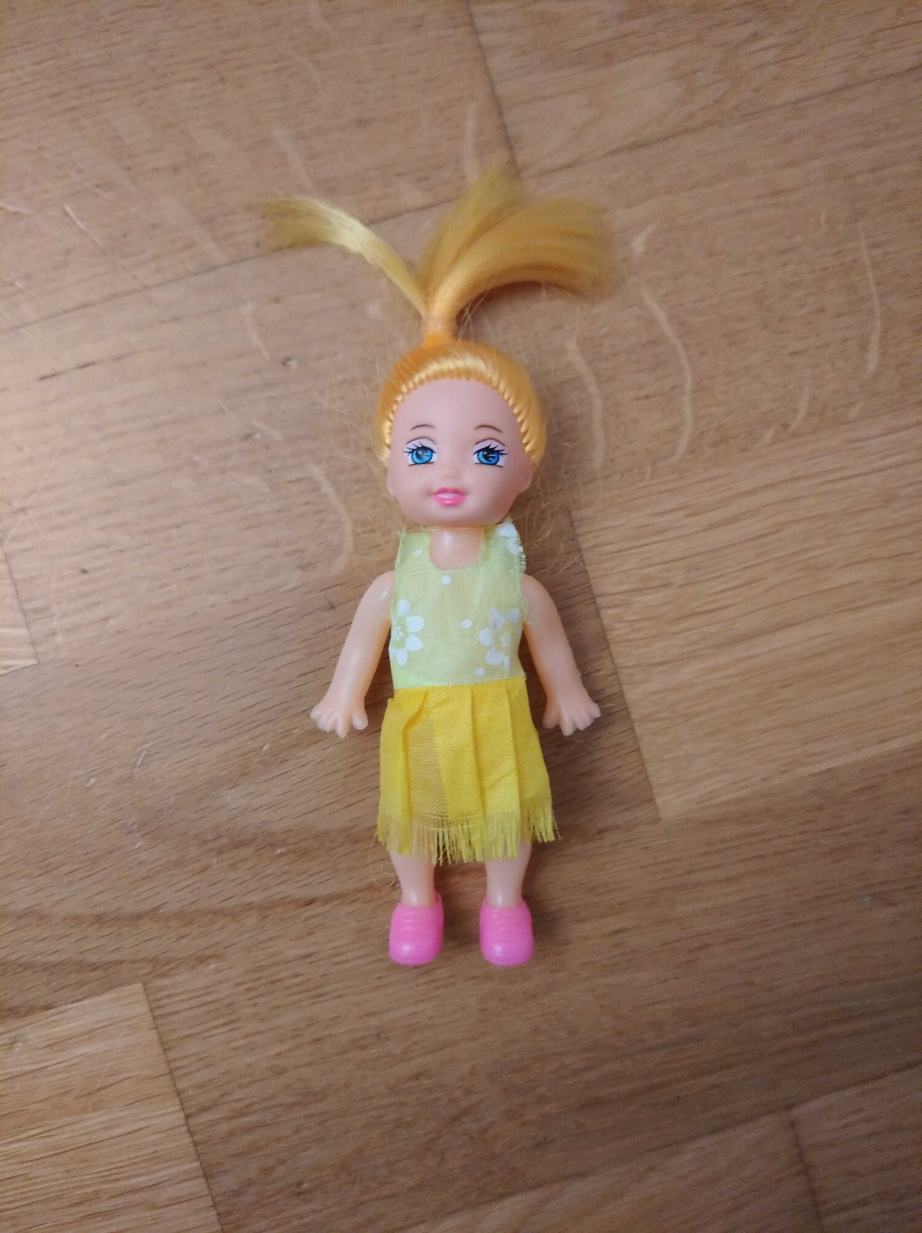Lalka 11 cm żółta sukienka mini laleczka