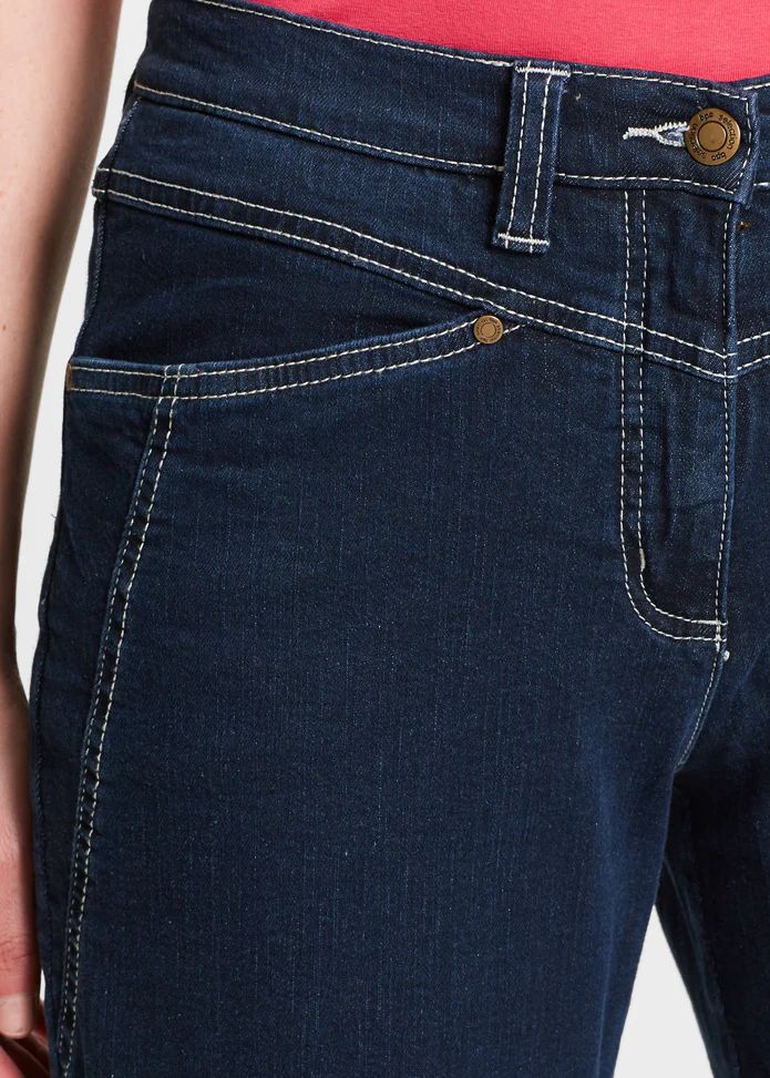 bonprix granatow elastyczne spodnie jeansowe wysoki stan proste 56/58