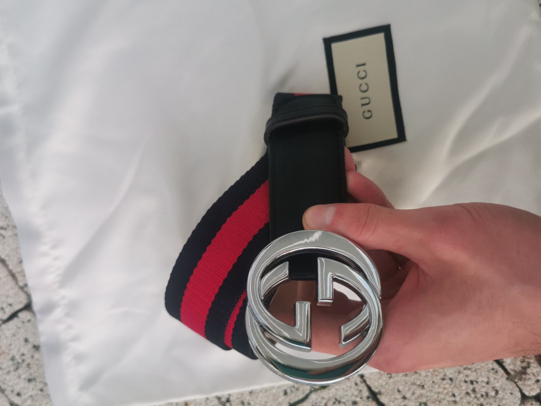 Pasek Gucci GG Web blue red