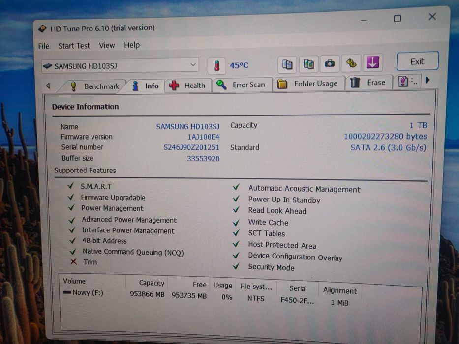 Dysk twardy 1TB 7200rpm 32MB SATA II Samsung HD103SJ