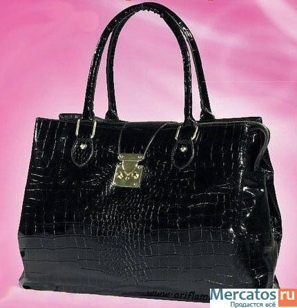 Сумка черная лаковая  Орифлейм (Oriflame) "Крок" под крокодила