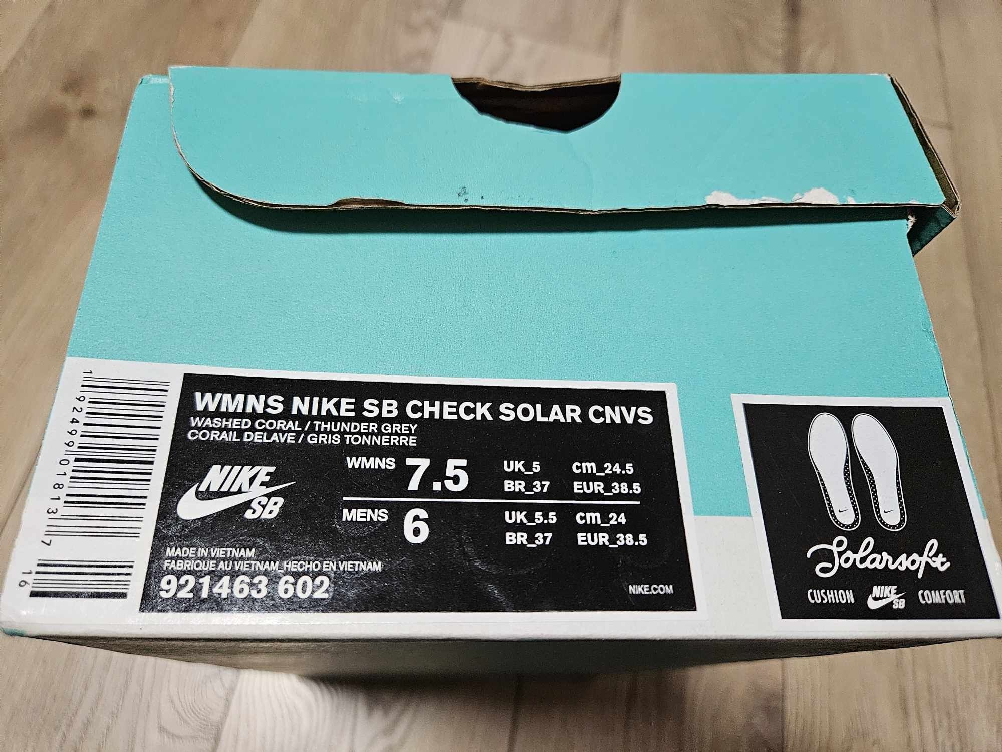 Buty Nike SB check solar Cnvs washed coral/ thunder damskie 38,5
