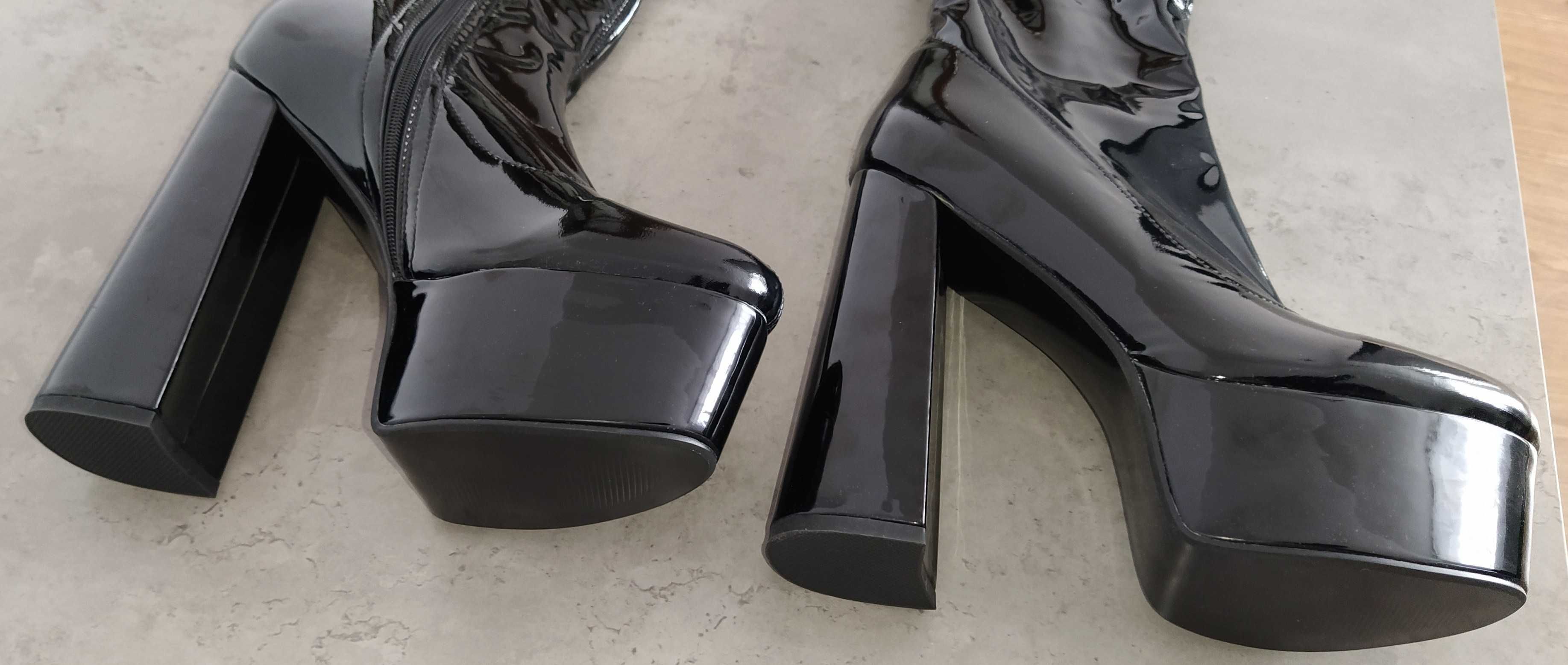 Kozaki wysokie za kolano latex PVC połysk 42