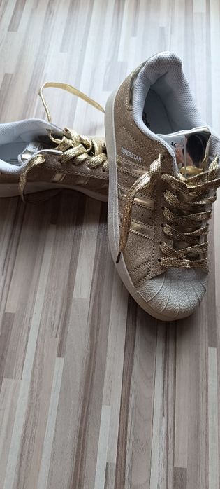 Nowe buty damskie adidas superstar złote brokatowe 39