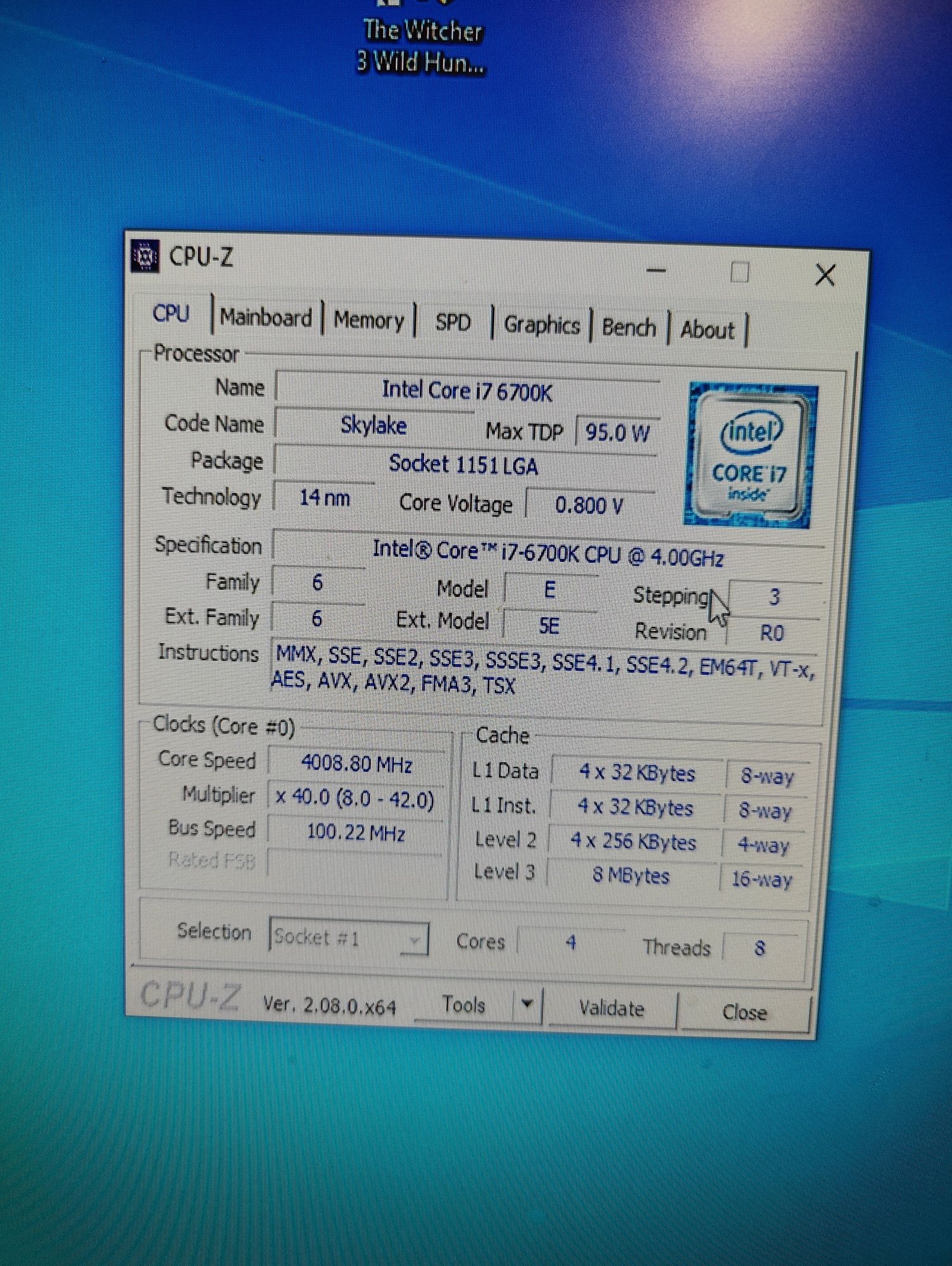 Процесор I7 6700k з базовою тактовою частотою 4.0 ГГц