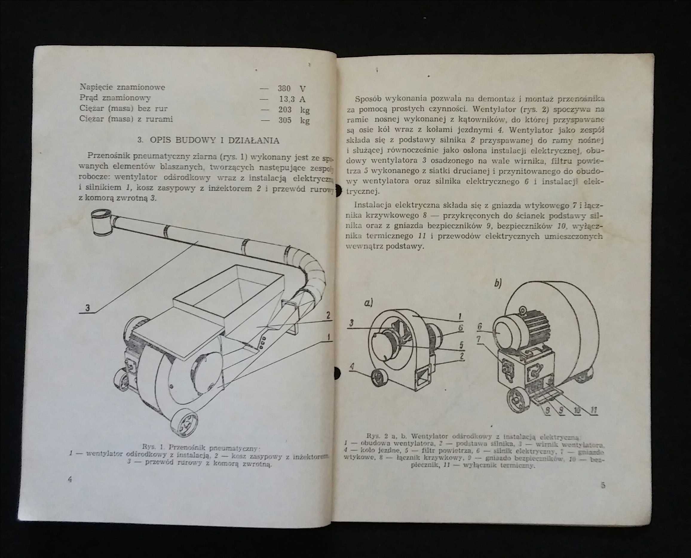 przenośnik pneumatyczny ziarna zboża T 205 PPZ-18 katalog  instrukcja