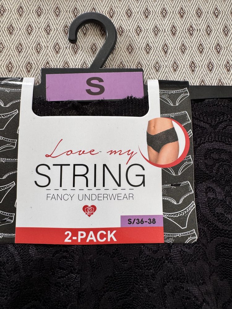 2 pary majtek koronkowych stringi S 36-38 nowe