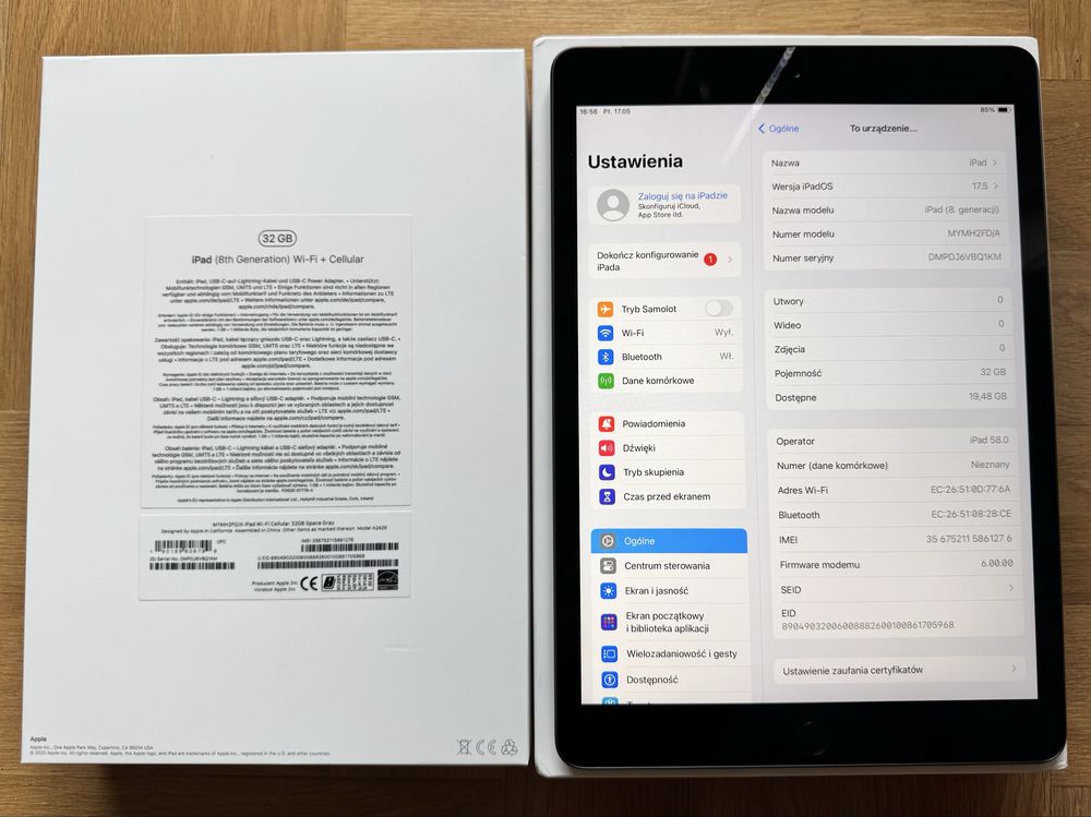 Tablet Apple iPad 10,2 SIM Cellular LTE WIFI Bez Rat
