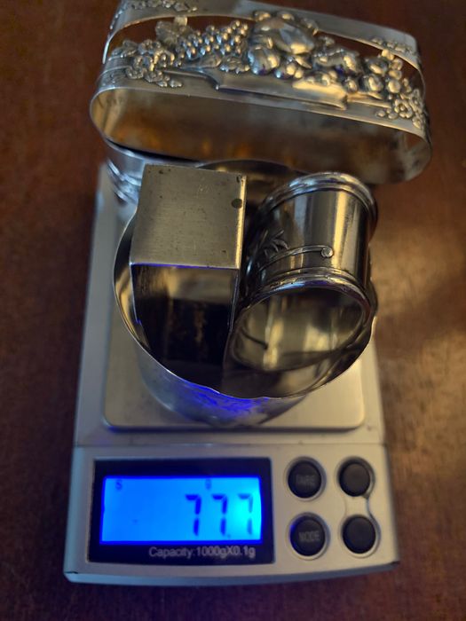 Lote ( 5 ) argolas de guardanapo em prata