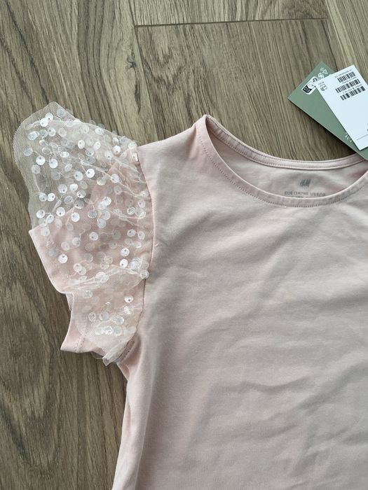 NOWY z metką zestaw: bluzeczka i spodniczka tiulowa, r.134/140, H&M