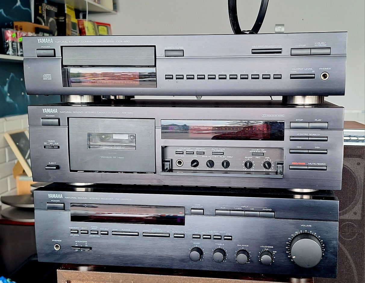 Yamaha RX 385RDS, KX-480, CDX480' ' NS-S34. Zestaw Stereo Audio Vintag