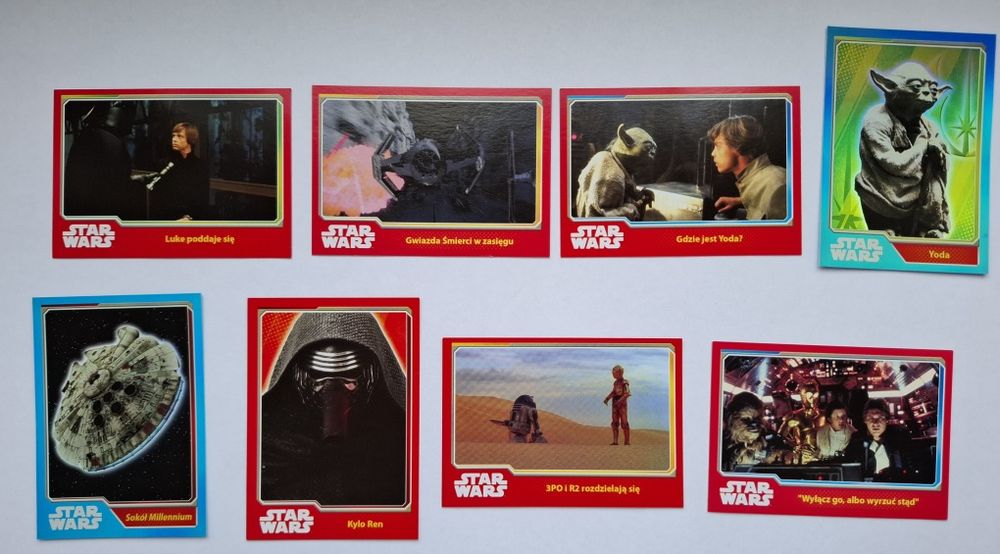 Stare karty używane Star Wars, The Lord Of The Rings oraz Dinozaury.