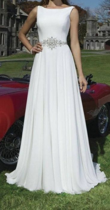 Klasyczna biała suknia ślubna Justin Alexander w kształcie litery A