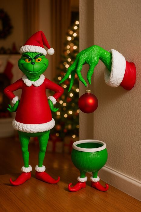 3D Грінч + Рука Грінча + ємкість для солодощів |прикраса Нового року