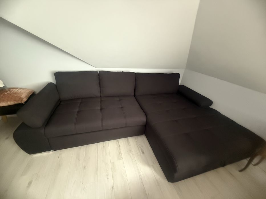 Sofa czarna z funkcją spania rozkładana rogówka  2,8 m