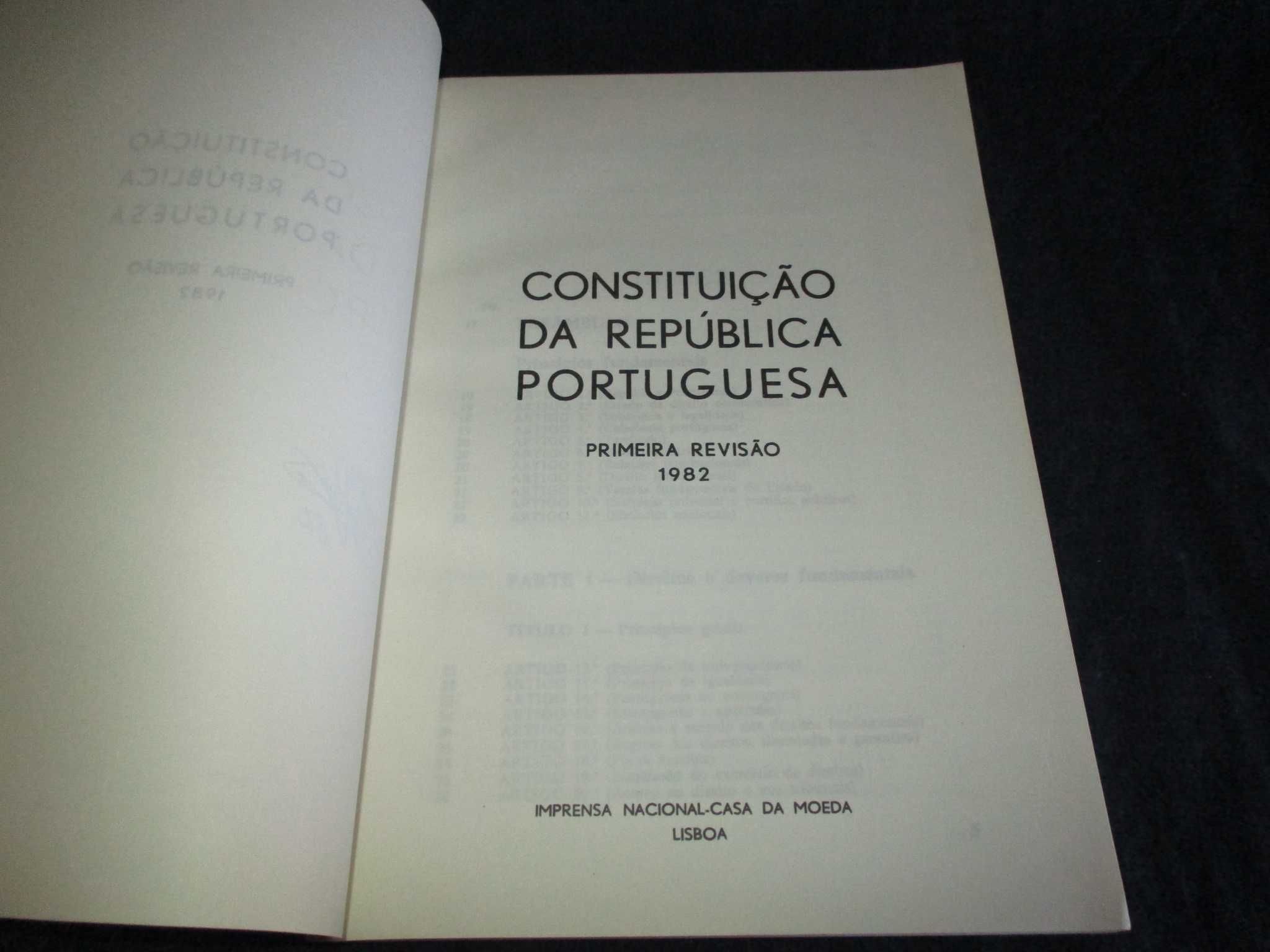 Livro Constituição da República Portuguesa Primeira Revisão 1982