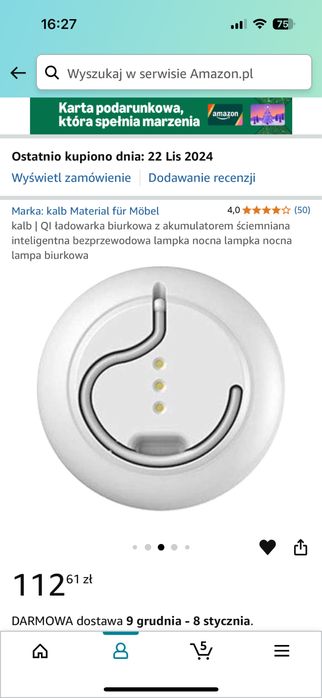Lampka przenośna z ladowarką indukcyjną KALB