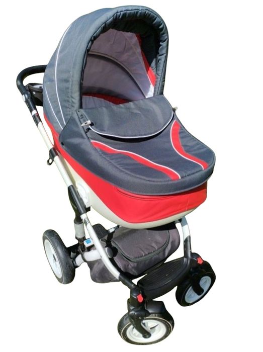 Wózek , spacerówka, nosidełko akcesoria BabyMerc biało - czerwony.